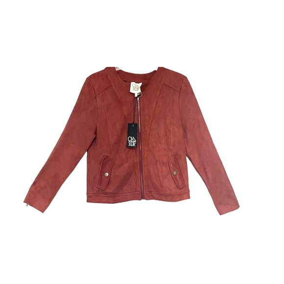 REVOLVE Jackets & Blazers - NWT Revolve Chaser Zip Up Jacket Size Small Burgundy Faux Suede